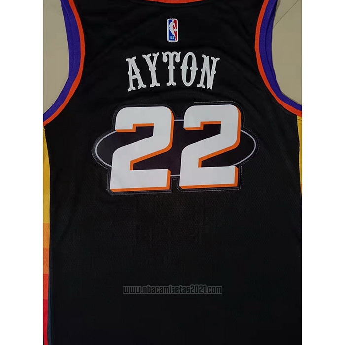 Camiseta Phoenix Suns Deandre Ayton #22 75th Anniversary 2022 Negro